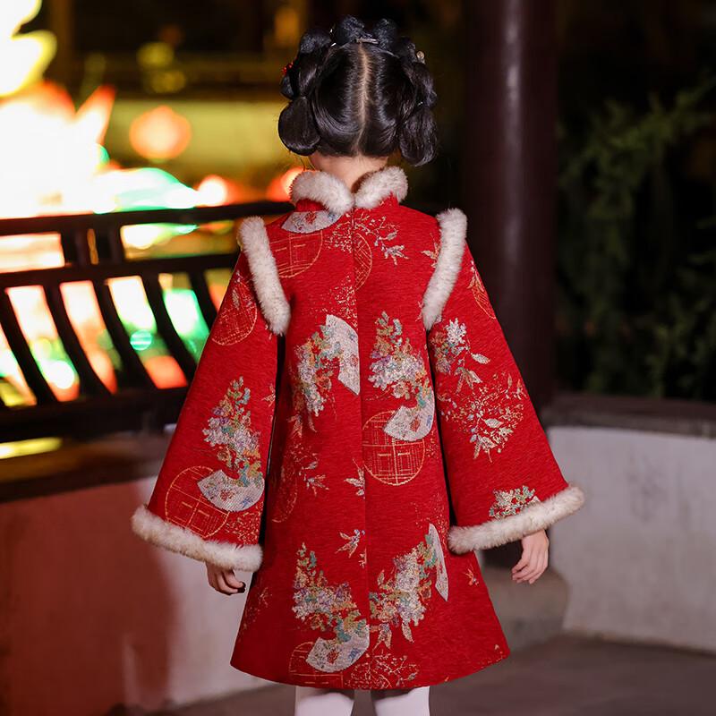 Anneyol Girls' Thickened Winter Chinese Style Cheongsam Dress