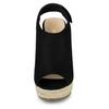 Sandales compensées Allegra K pour femmes avec bride arrière espadrilles à plateforme, Noir, Taille 27.0cm