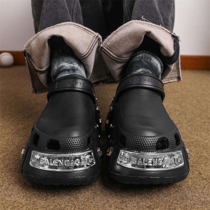 Sommar Dam-/herrtofflor med tjock sula i EVA, Trädgårdsskor med tjock sula i metall