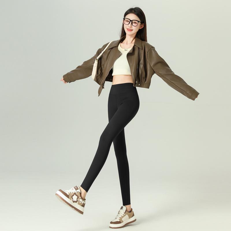 Pantalon de Yoga Chaud Taille Haute pour Femme: Leggings élastiques requin avec polaire de lapin pour l'extérieur et pour remonter les hanches