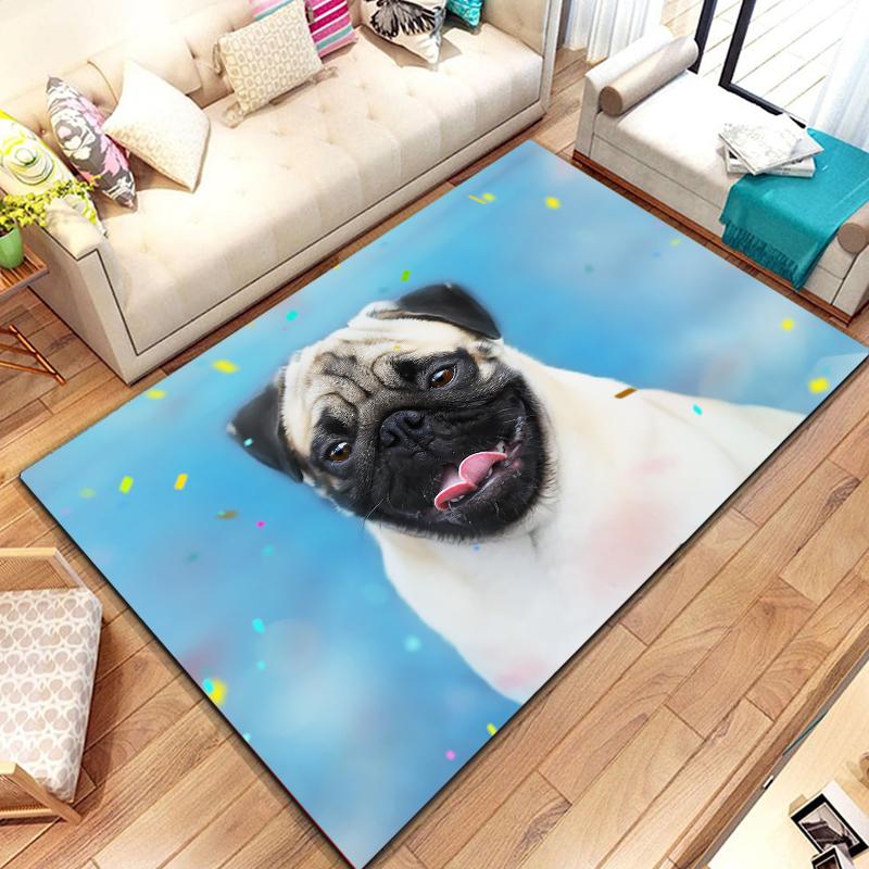 Lovely Pug Dog Water Absorption Anti-Slip Door Mat Cartoon Cute Animal Carpets Bedroom Rugs Decorative Stair Mats Home Decor