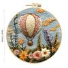 1-teiliges Stickset mit Heißluftballon- und Blumenmuster, inklusive Werkzeug