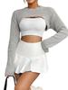 Knitted top with pullover for women, ultra short outer and sexy half cut top