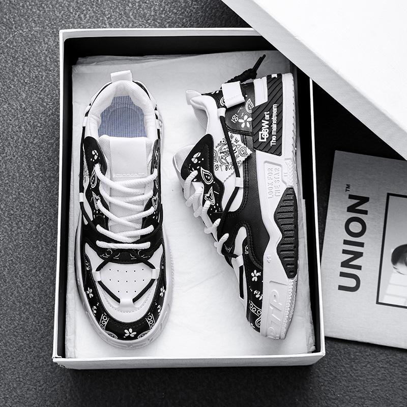 Student Breathable Thick Sole Casual Shoes Four Season Soft Sole Walking Shoes Men's Flat Shoes Youth Fashion Sports Board Shoes