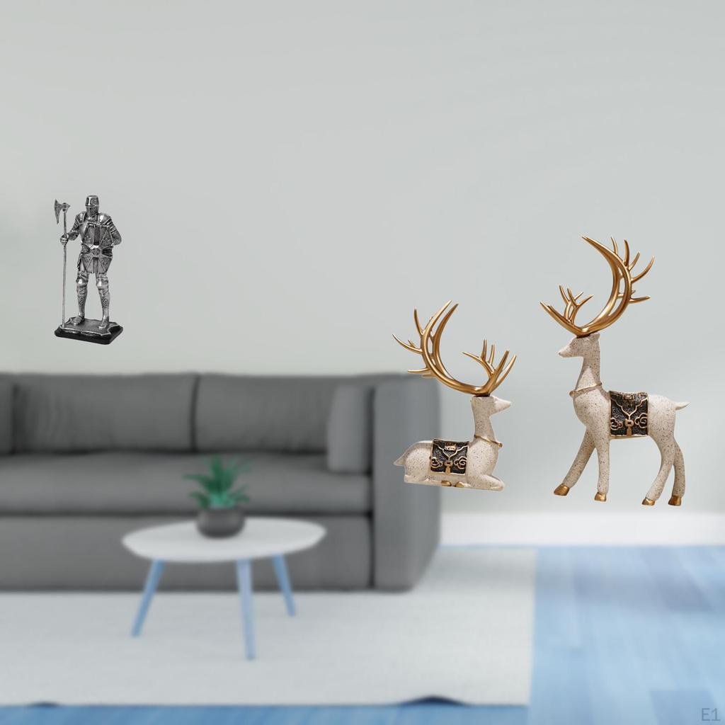 Reindeer Figurine Decorative Statue Tabletop Ornament for Entryway Fireplace Bedroom Living Room