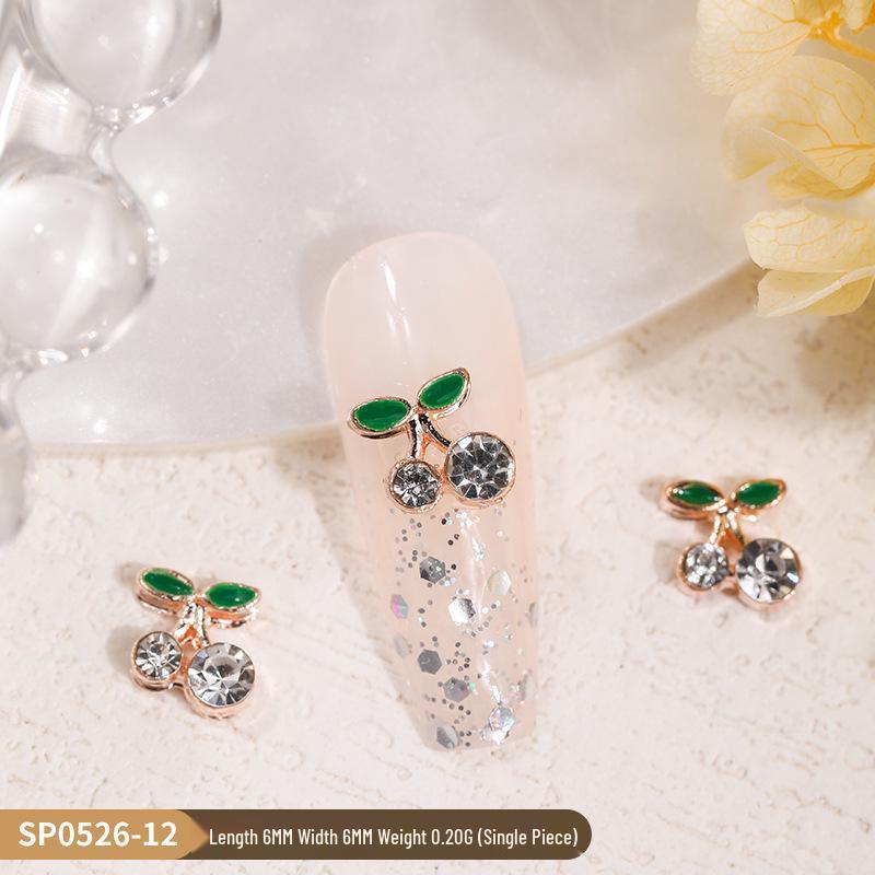 3D Cherry & Fruit Alloy Nail Art Rhinestones - Red, Pink, White Decorations