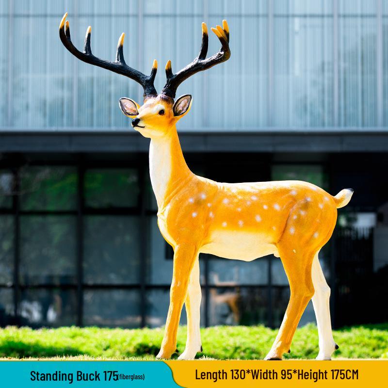 Luminous Fiberglass Sika Deer Sculpture for Garden Lawn Decoration