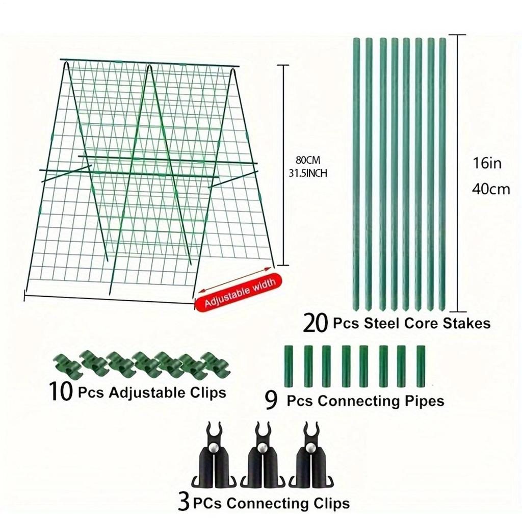 A-shape Garden Climbing Frame Foldable Cucumber Trellis Triangular Vegetable Frame Plastic Coated Steel Frame For Green Beans