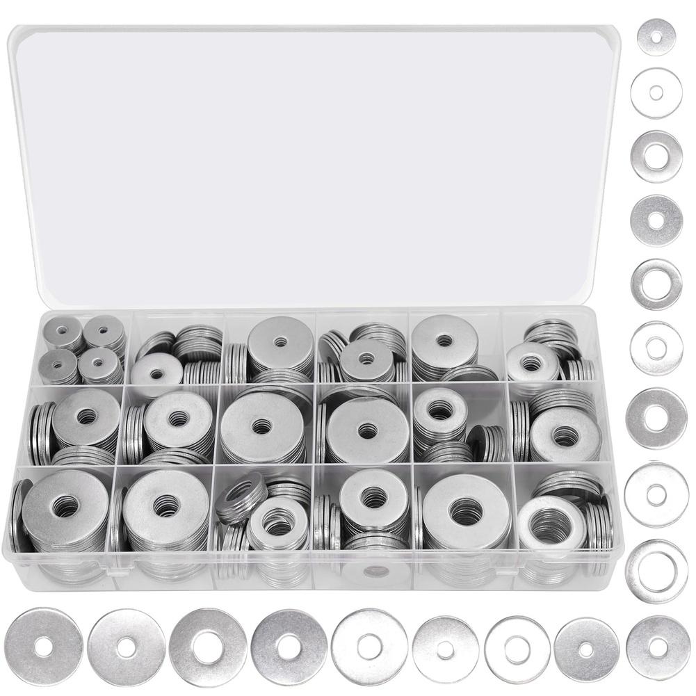 Assorted Fasteners SS304 Flat Washers Compact Storage Box Suitable For Humid Conditions For DIY Projects For M3-M12 Bolts