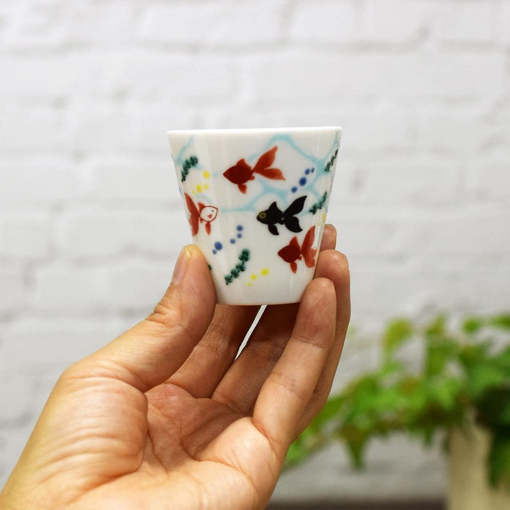 Waza No Kura Lucky Sake Cup, Kutani Ware, Goldfish Design, Ceramic, Brand Name, Japanese Tableware, Made In Japan