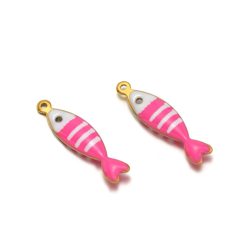20pcs Stainless Steel Gold Color Enamel Little Fish Charms Pendants for DIY Jewelry Bracelet Necklace Findings Earrings Making