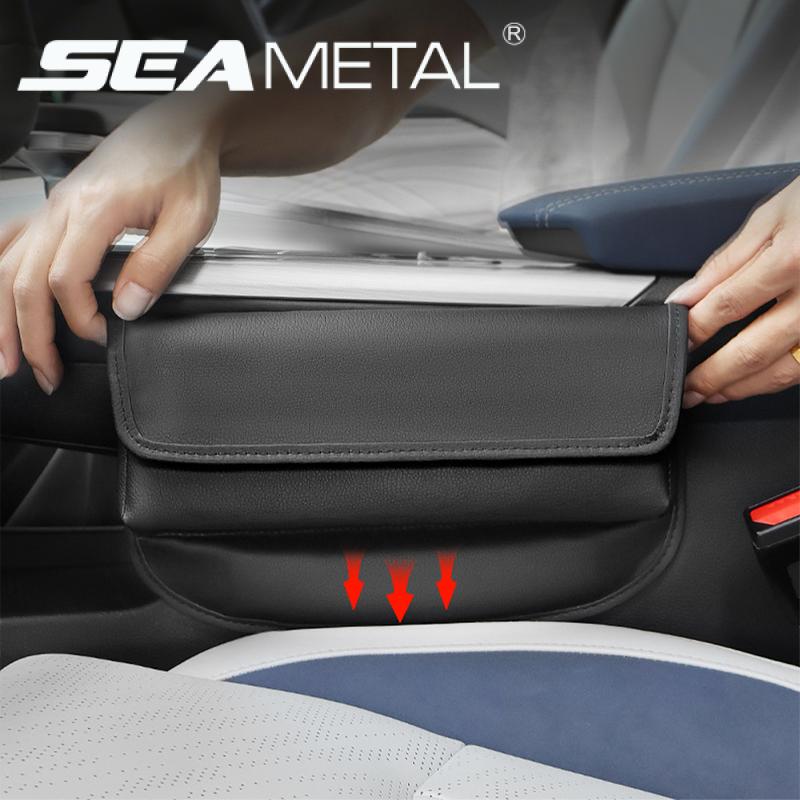 SEAMETAL Car Seat Storage Bag Leather Seat Gap Storage Pocket Slit Side Filler Box Car Interior Crevice Organizer Box