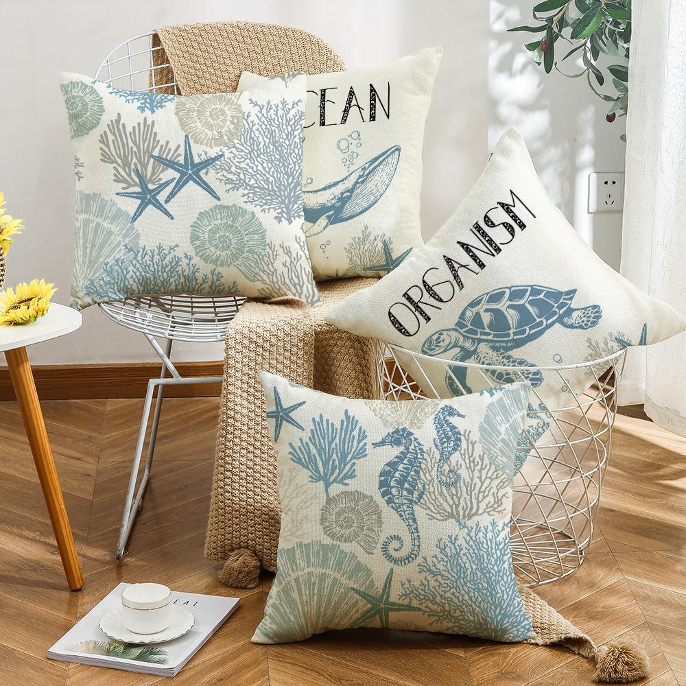 Bedroom Pillow Modern Simple Pillow Pillow Small Fresh Ocean Blue Back Square Living Room Pillow Case