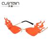Frameless flame sunglasses new retro large frame European and American sunglasses fashion catwalk tide decoration sun