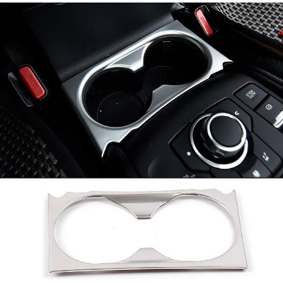 Car Accessories Fit for Mazda CX-5 CX5 2017-2022 2023 2024 2025 Interior Front Water Drink Cup Holders Cover Trim Bezel (Brushed Black Style)