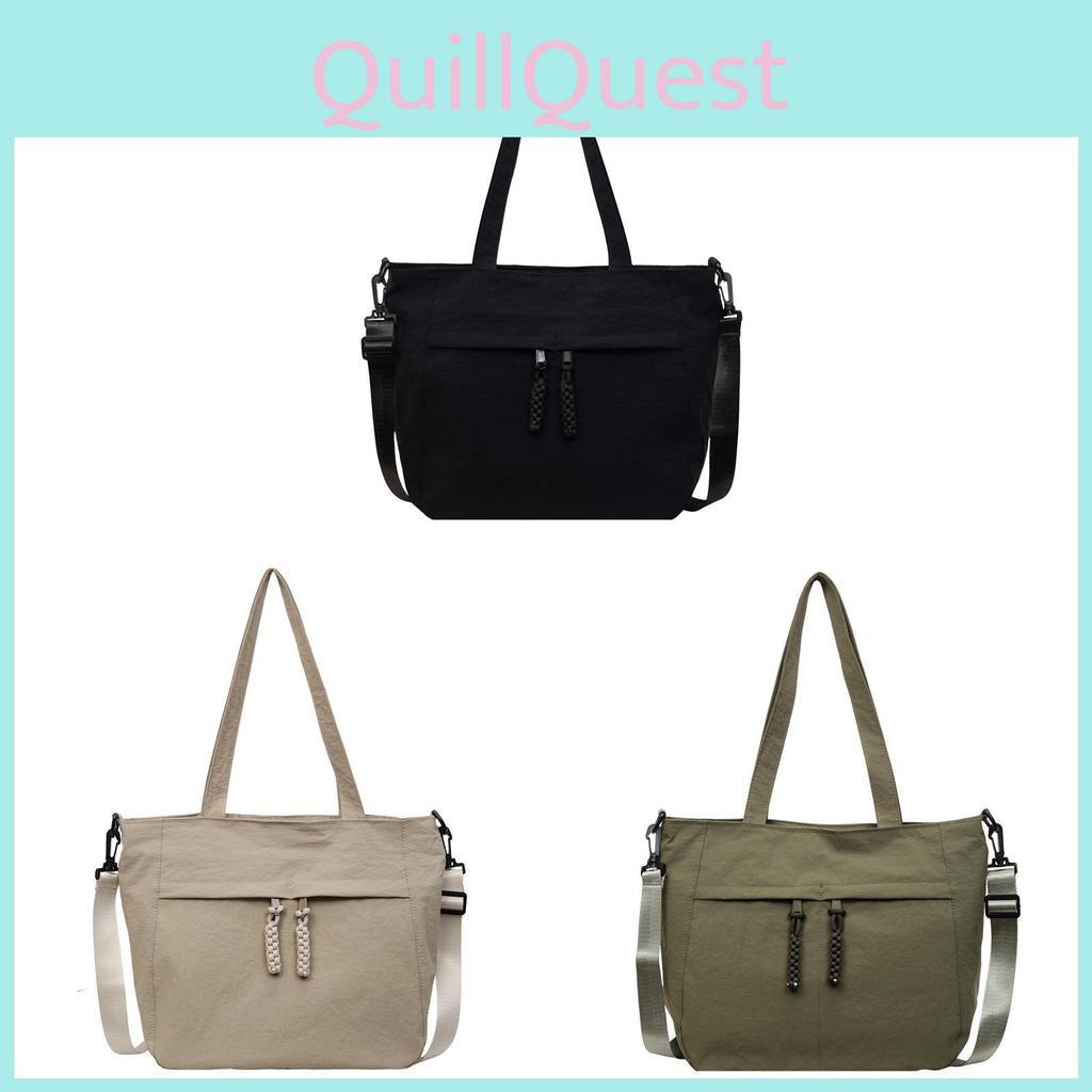 Minimalist Nylon Tote Bag With Top Zipper For Daily Commuting And Casual Wear
