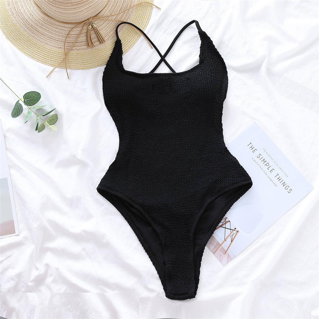 Sexy 3 Colors Backless High Leg Cut Women Swimwear One Piece Swimsuit Female Ribbed Padded Bather Bathing Suit Swim Lady