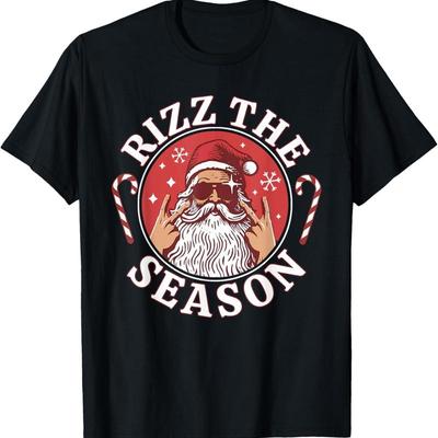 Punk Rock Retro Rizz Het Seizoen Grappige Kerstman Rizzler T-shirt