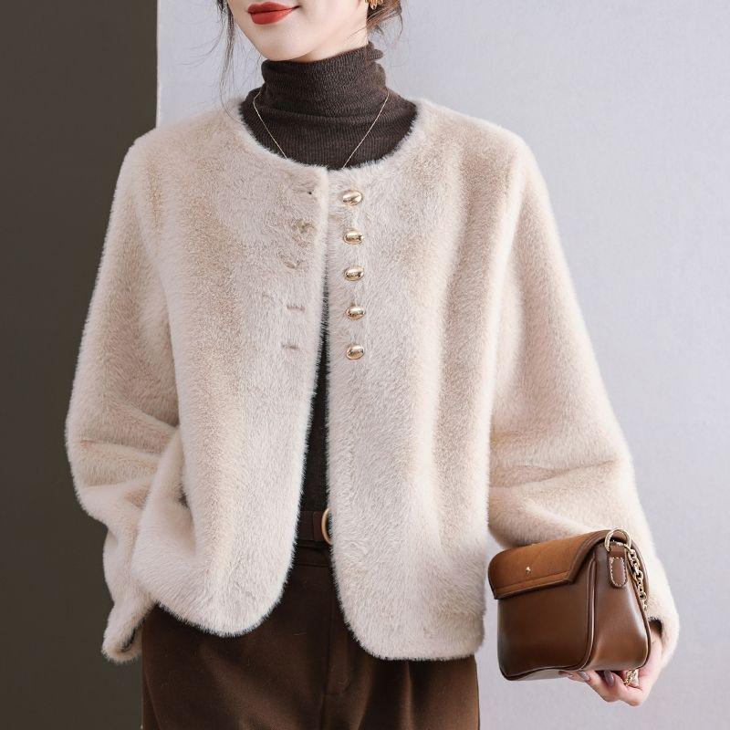 Women's Short Mink Velvet Coat - Autumn/Winter, Plus Size, Thick Fur Cardigan