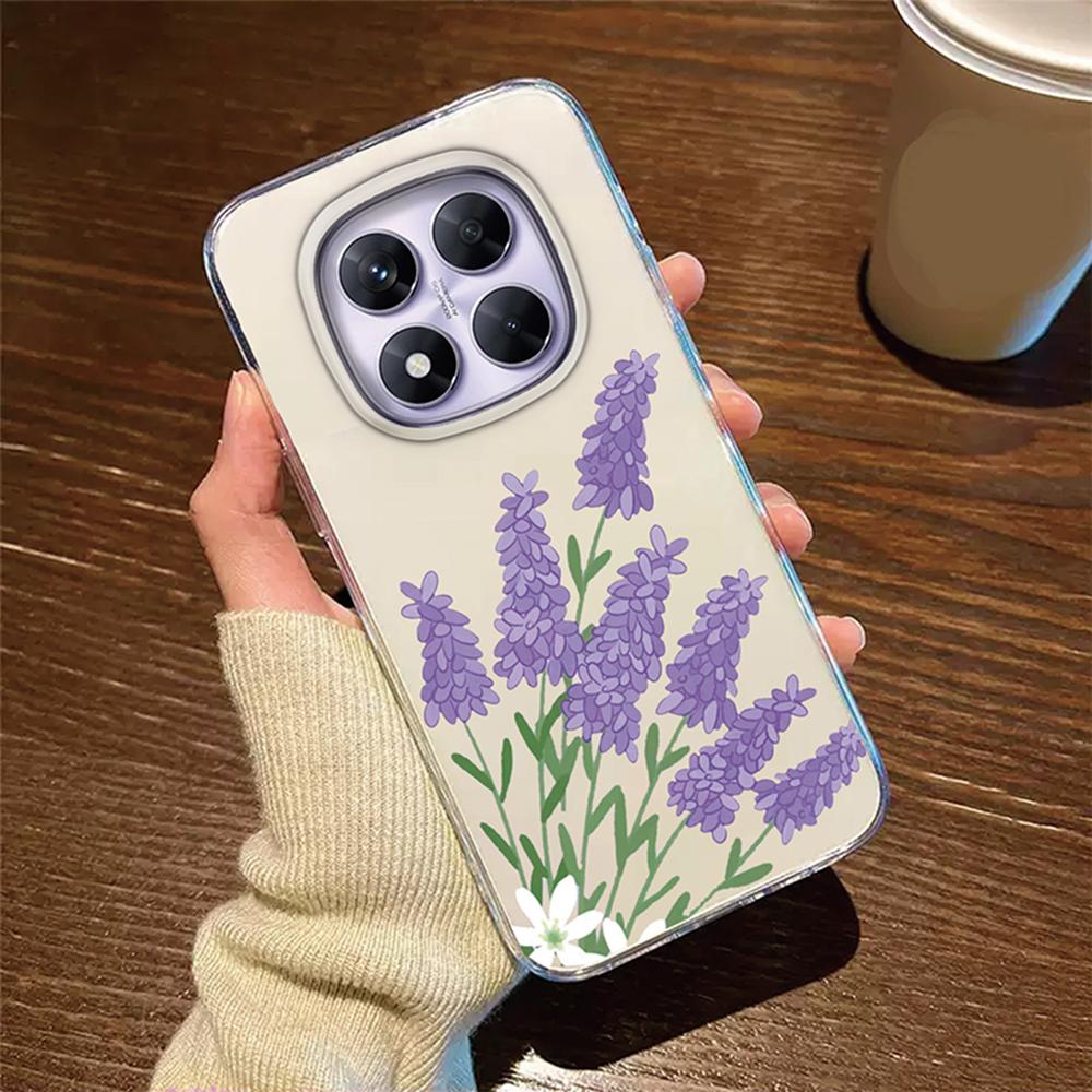 Romantic Lace Pattern Phone Case For Xiaomi Redmi Note 14 Pro 14C 6.88" Transparent Clear Shockproof Flower oil Painting Cover