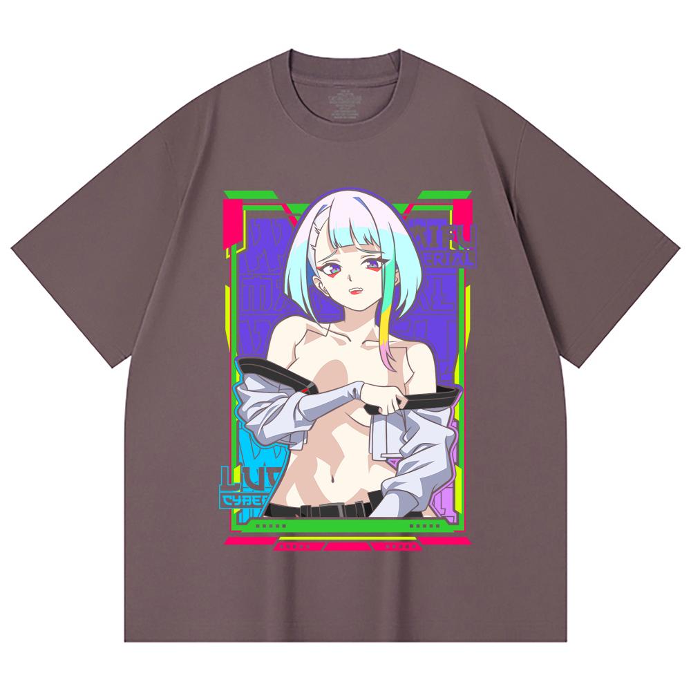 230 Gsm 100% Cotton Cyberpunk V11 Lucy Waifu Print Unisex Heavy Cotton T Shirt