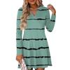 Women's Fashion Striped V-Neck Long Sleeve  Dress