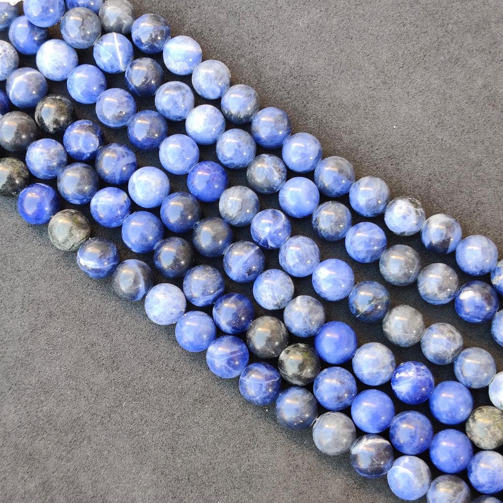 Přírodní sodalitové korálky, kvalitní hladké kulaté korálky, 6 mm, 8 mm, velikost kamene 10 mm, korálky z drahokamů 14-15 palců.