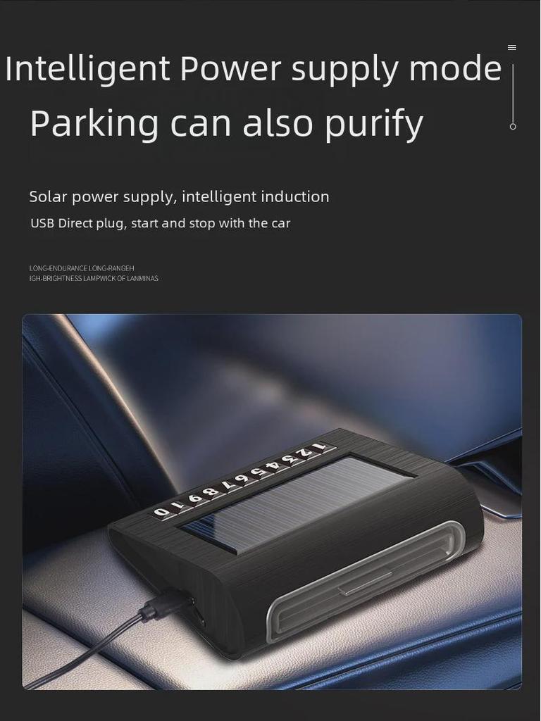 Solarny oczyszczacz powietrza do samochodu z automatycznym generatorem ozonu, dezodoryzatorem, sterylizatorem i ładowaniem solarnym