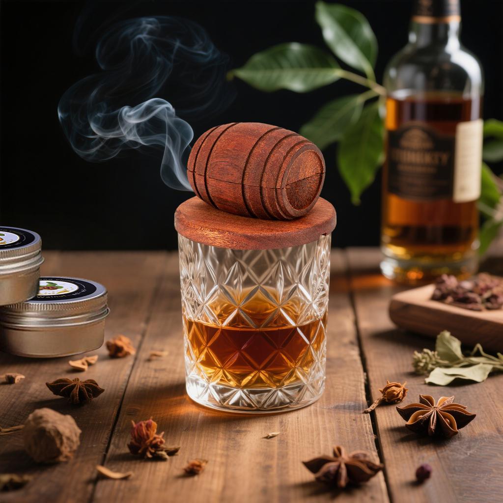 Kit Ahumador de Cócteles con Soplete, Cuchara, Moldes para Hielo en Cubos, Kit de Bebida Old Fashioned con Ahumador de Whiskey Bourbon, Regalos para Hombres