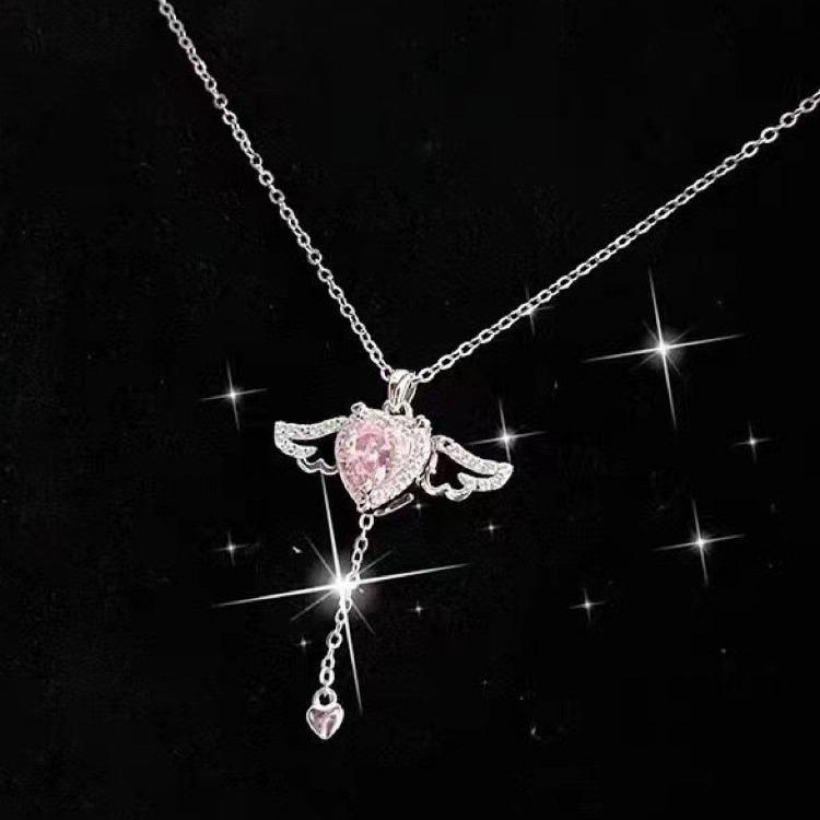 Cupid s Angel Wings Heart Necklace - Luxury Clavicle Chain for Girlfriend s Birthday Gift
