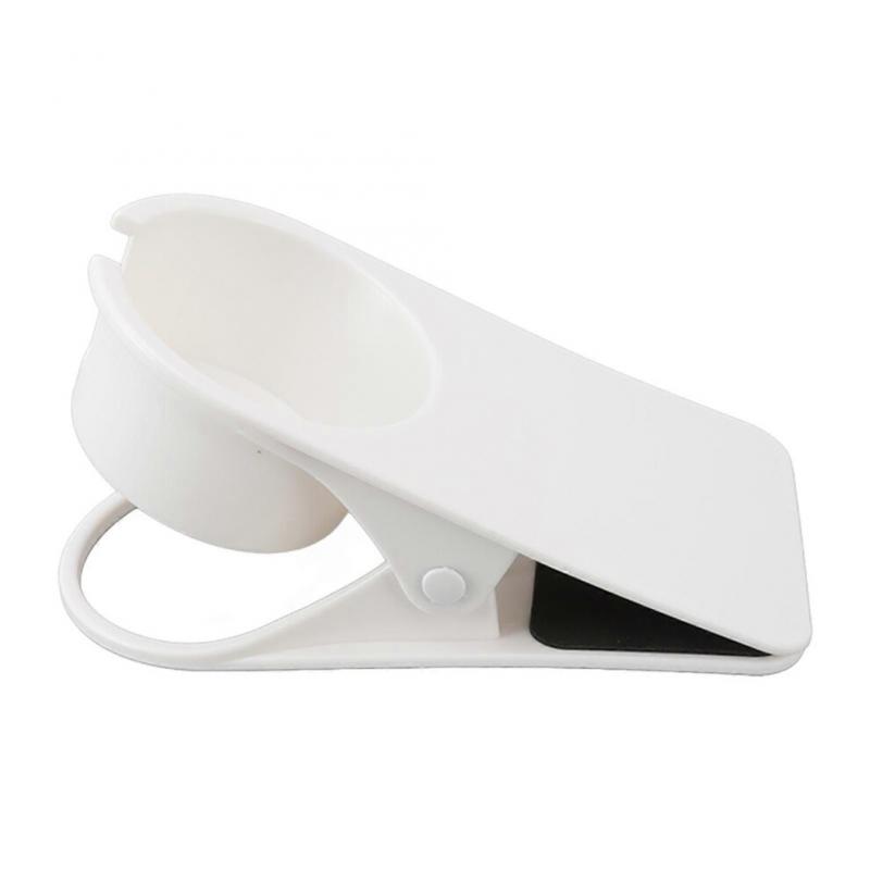 (White)Cup Holder Clip Desk Side Glass Mug Bottle Clamp Stand Plastic for Home Office Storage
