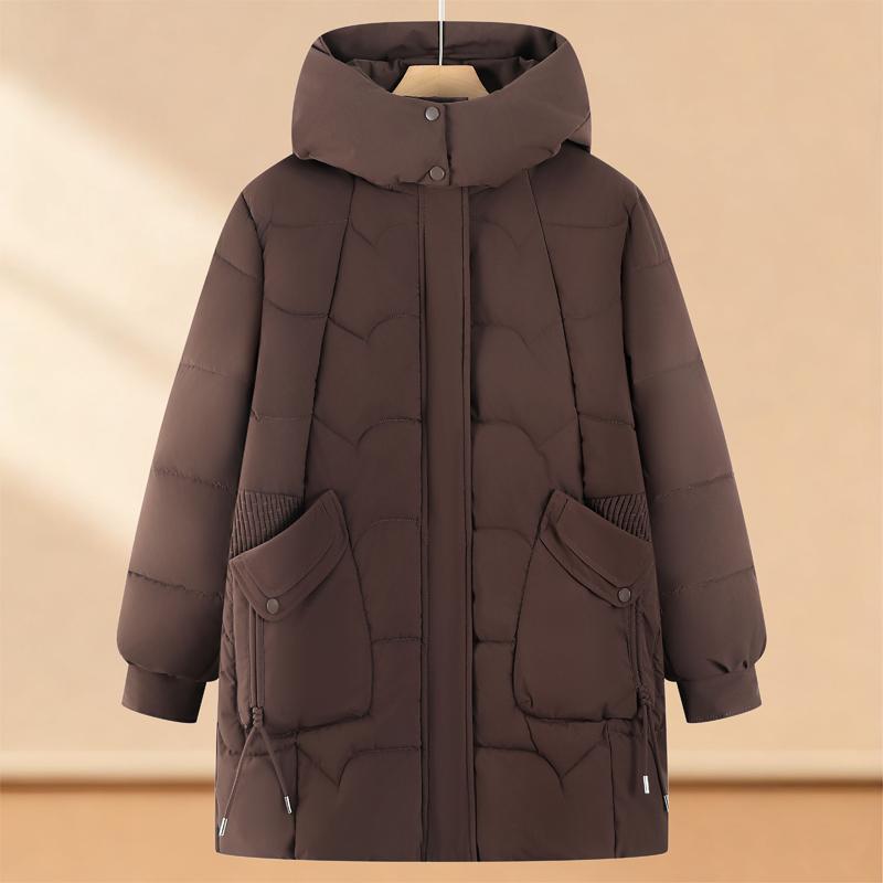 

Жіночі зимові довгі пальто великих розмірів 4XL-8XL для жінок середнього віку, елегантні парки оверсайз з капюшоном, теплі та товсті 8XL коричневий