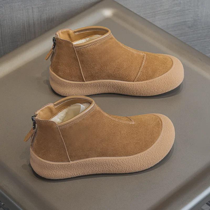 Dámské zimní zateplené sněhule s vysokým svrškem a silnou podrážkou, z tkané vlny a kožešiny, 2024