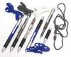 Silver Point Ballpoint Pen with Safety Mixed Black and Red Metal with Gift Wrapping OPP 2-Color Cord, 20-Pack (3-Color Leads), 0.7mm Leads, Clip, Bag,