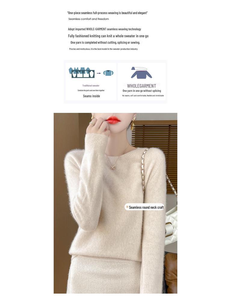 Damen 100% Reine Wolle Pullover: Herbst/Winter Locker gestrickter Pullover