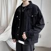 2024 Men's Loose Fit Black Denim Jacket - Korean Fashion, Retro Workwear Style