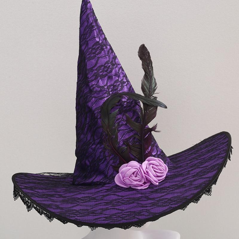 Witch Hat Roses Decoration Hat Carnivals Masquerades Hat Women's Halloween Hat Costume Accessory