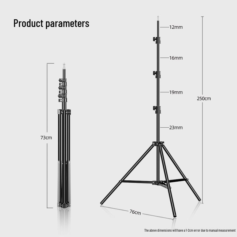 2.5m Portable Photography Tripod Stand with Reinforced Spring for Flash & Live Streaming