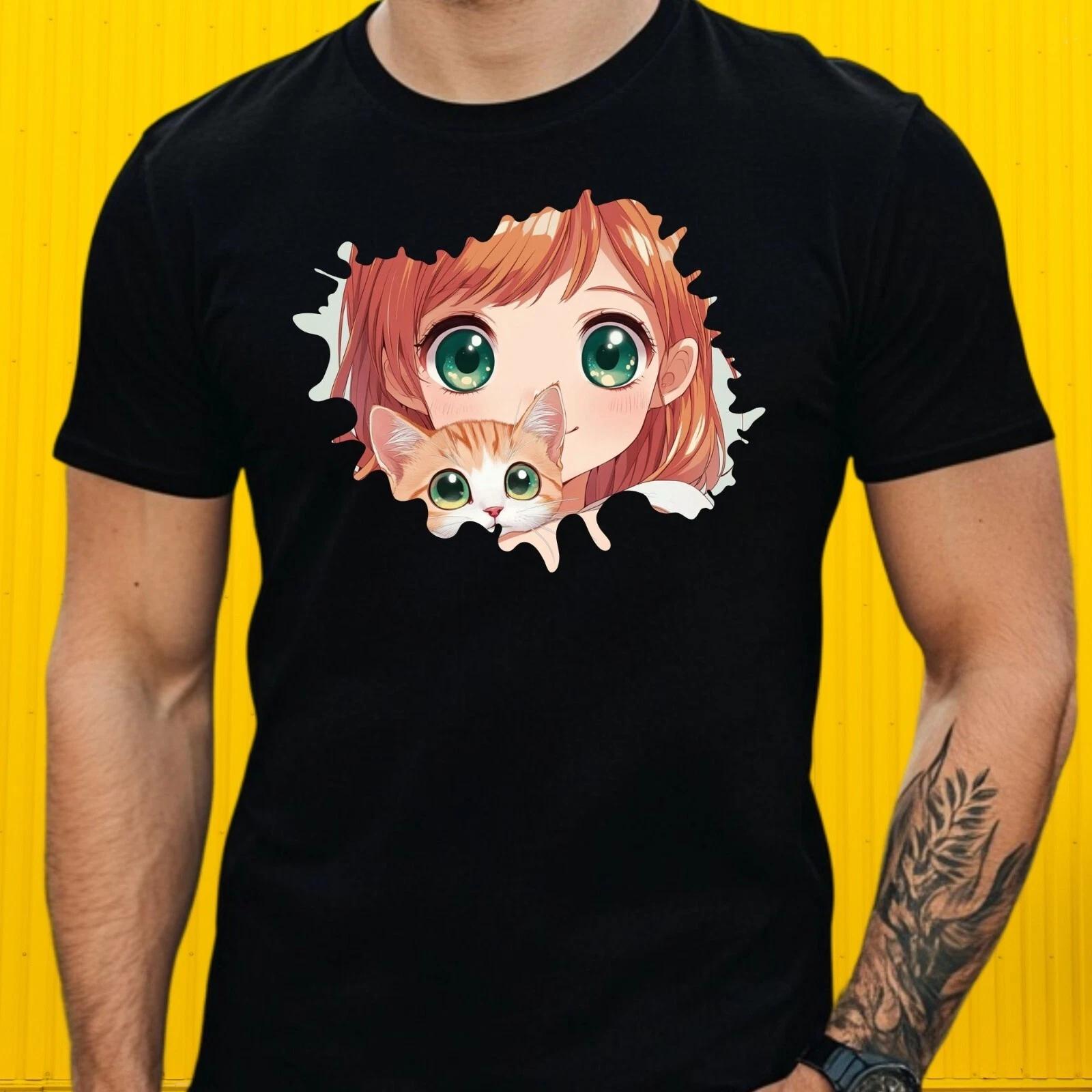 T-Shirt Herren Anime Girl Motiv Baumwolle Größe S bis 5XL XL