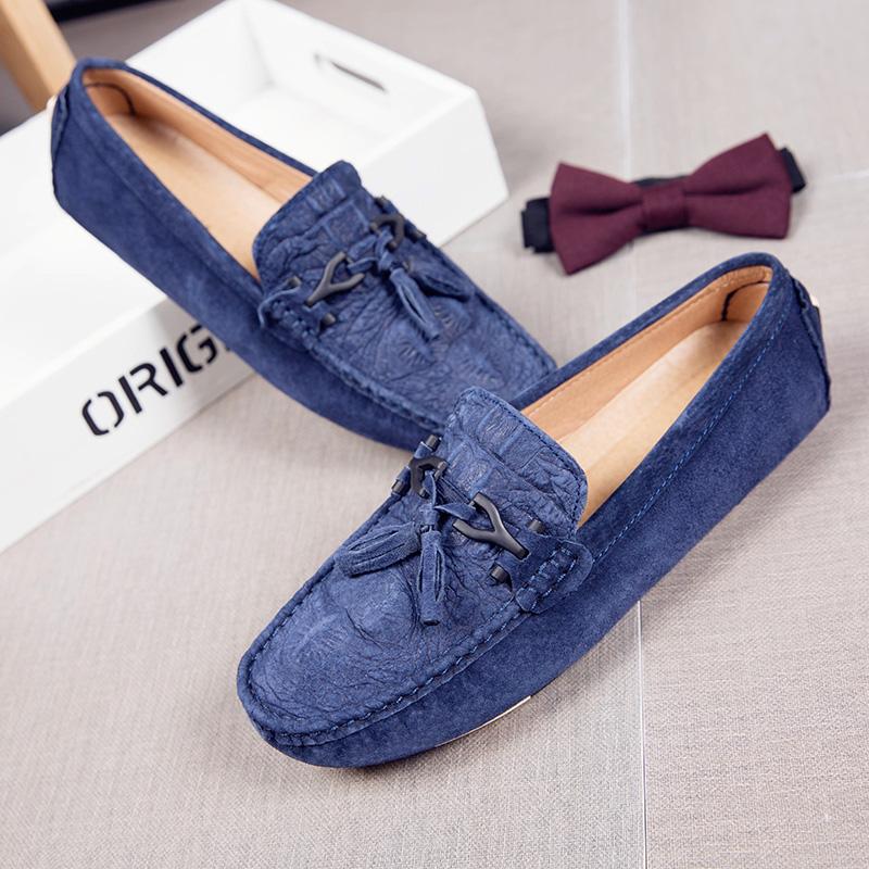 Fashion Hot Sale Brand Men Loafers Genuine Leather Suede Men's Casual Shoes Moccasins Slip On Boat Shoes Fashion Tassel Driving Flats