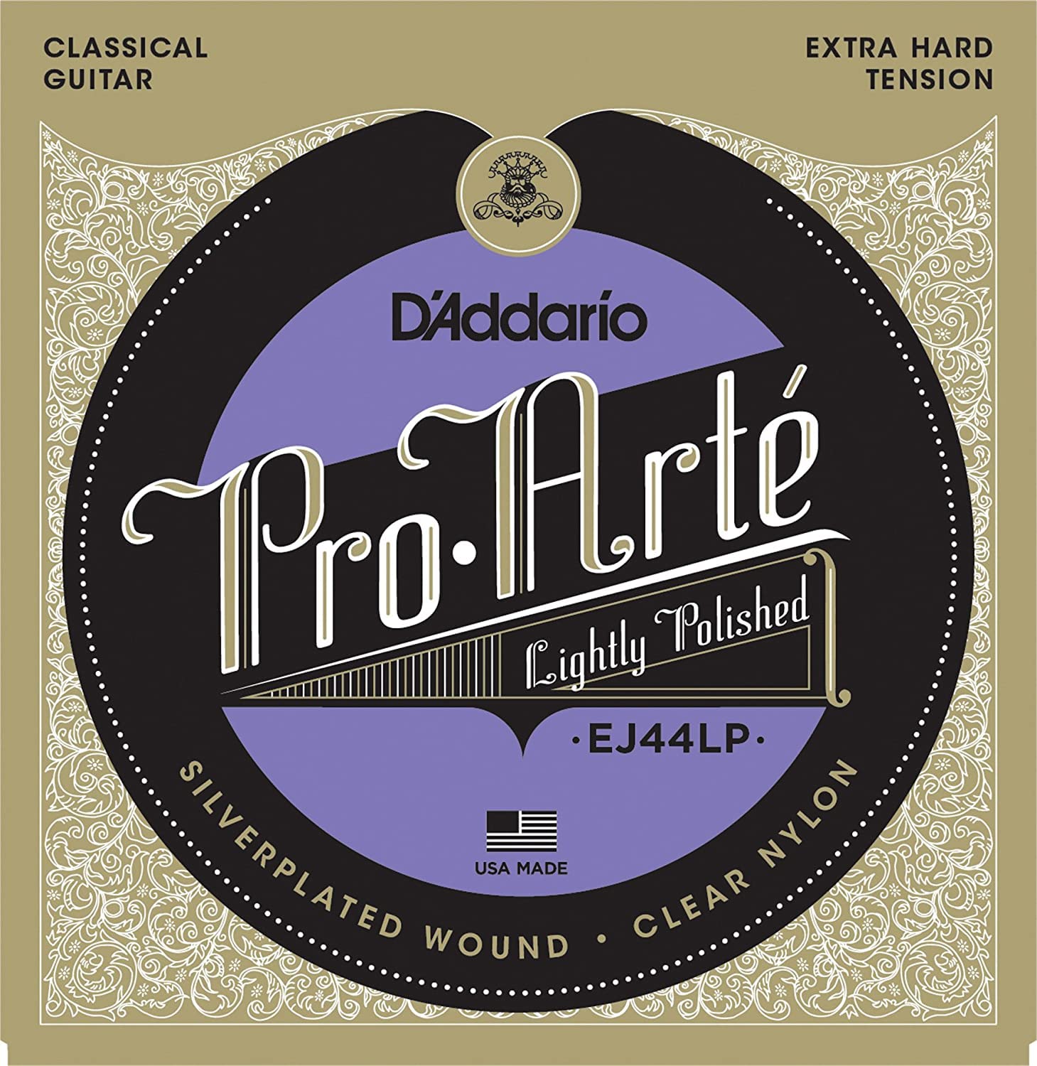 

Classical Guitar Strings Pro Arte Lightly Polished Silver Extra Hard EJ44LP D Addario []