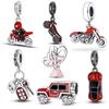 Fashion 100% Copper Red Motorcycle Sports Car Suv Bus Charms Beads For Women Fit Diy Pan Bracelets Party Birthday Jewelry
