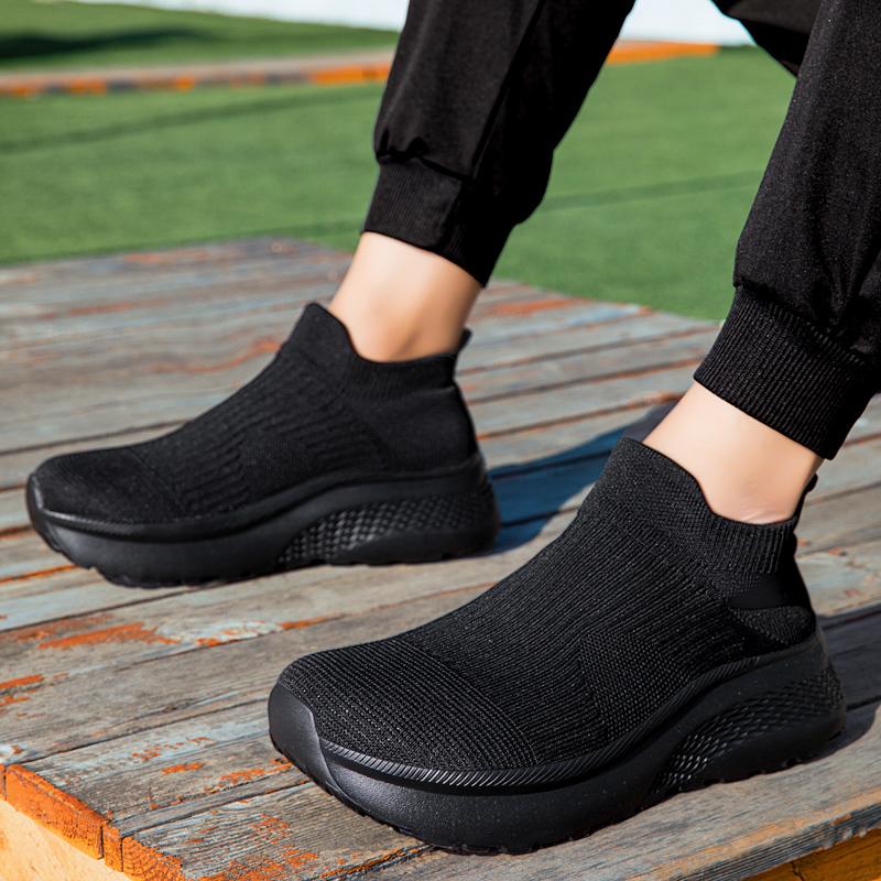 TUINANLE Sneakers per Coppia Punta Larga Rete Traspirante Leggere Scarpe da Passeggio Nere Vestibilità Comoda Tutto il Giorno