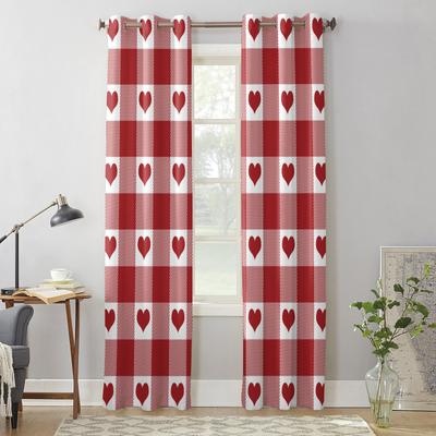 Rotes Herz Karo Fenstervorhänge Schlafzimmer Küche Vorhänge Paneelvorhänge für Wohnzimmer Weihnachten Heimdeko