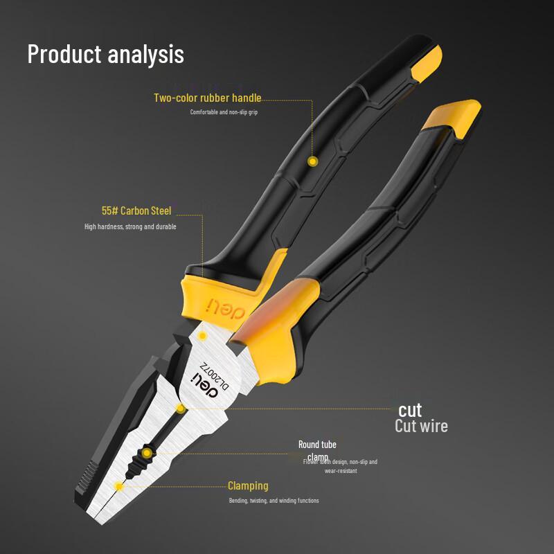 Deli 6-inch Chrome Vanadium Steel Combination Pliers