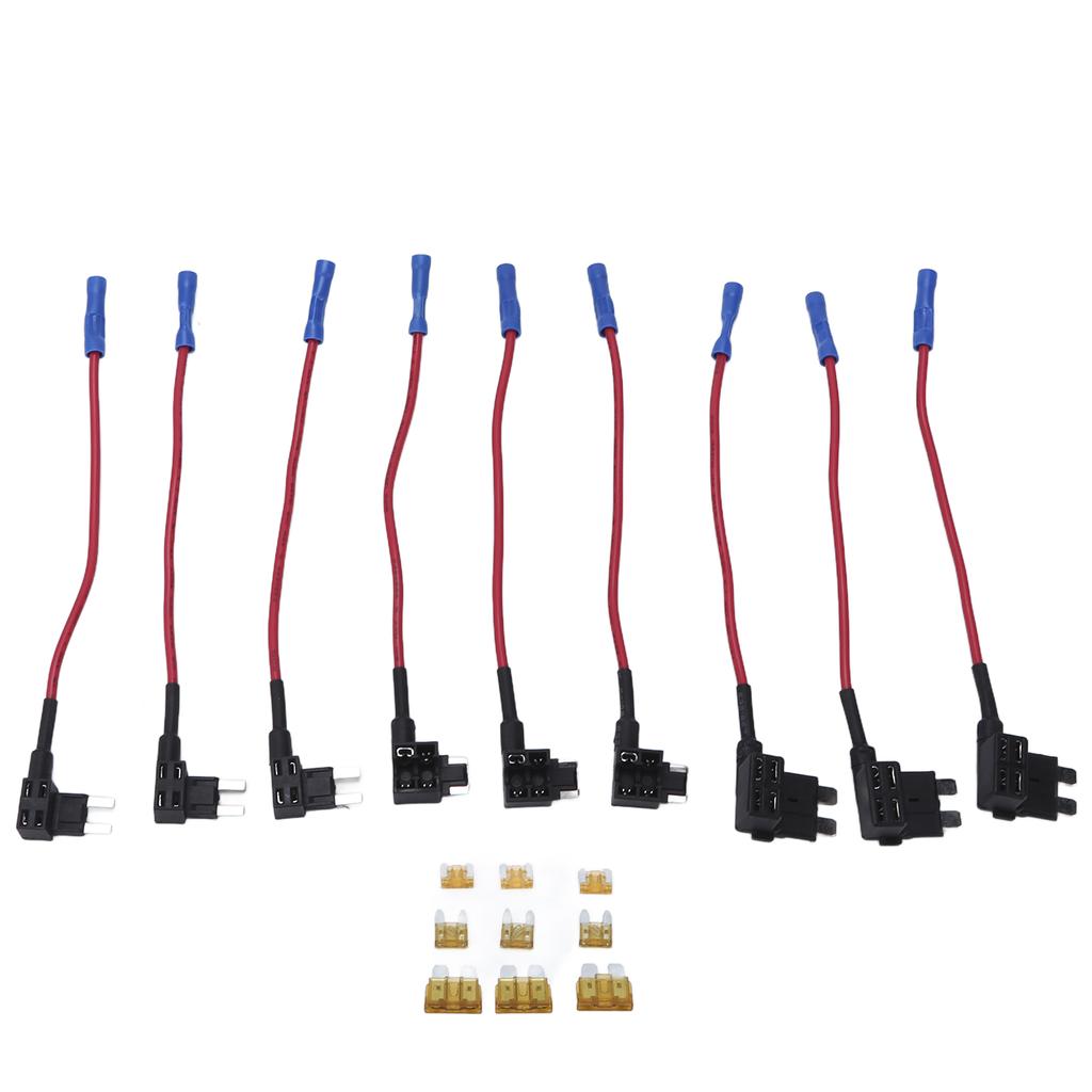 9 Pack 12V Add A Circuit Adapter 3 Types Fuse Tap Holder Standard Mini Low Profile with 5A Blade Fuse