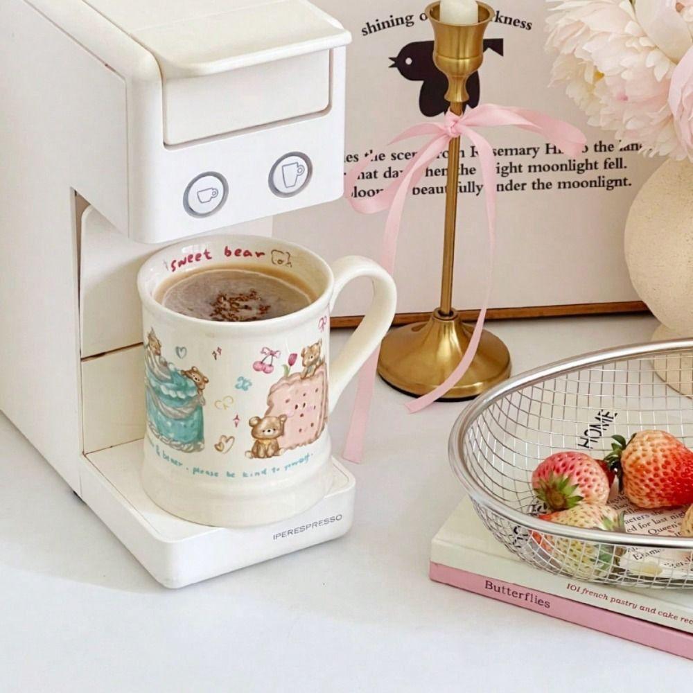 Cute Ceramic Little Bear Biscuits Mug Hand Drawn Cream Style Coffee Cup Instant Noodles Bowl Office