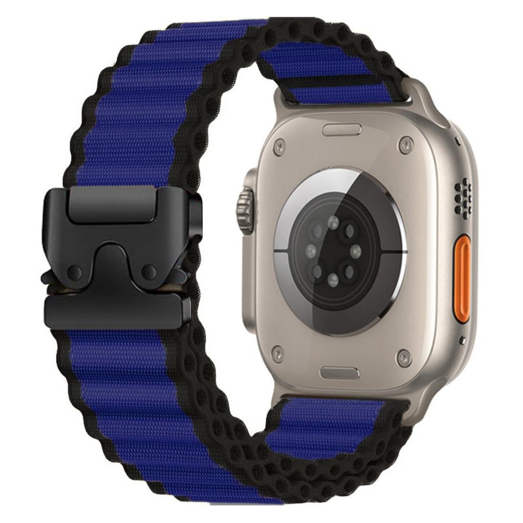 Watch Band For Apple Watch Series 11 10 42mm / 9 8 7 41mm / SE3 SE2 SE 6 5 4 40mm / 3 2 1 38mm Parachute Buckle Wide Ripple Pattern Nylon Wrist Strap