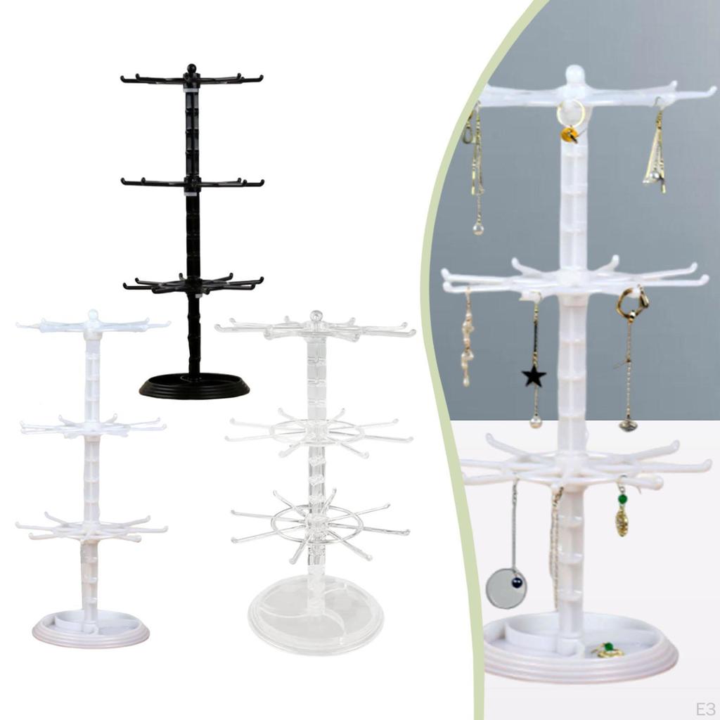 3-Tier Rotating Jewelry Display Stand for Necklaces, Keychains, Watches, Rings, Earrings, Scrunchies