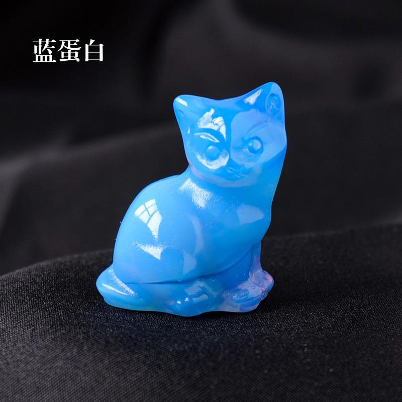 Cute Natural Crystal Cat Ornaments Hand-carved Amethyst Kitten Mini Original Stone Gem DIY Animal Handicrafts Artworks